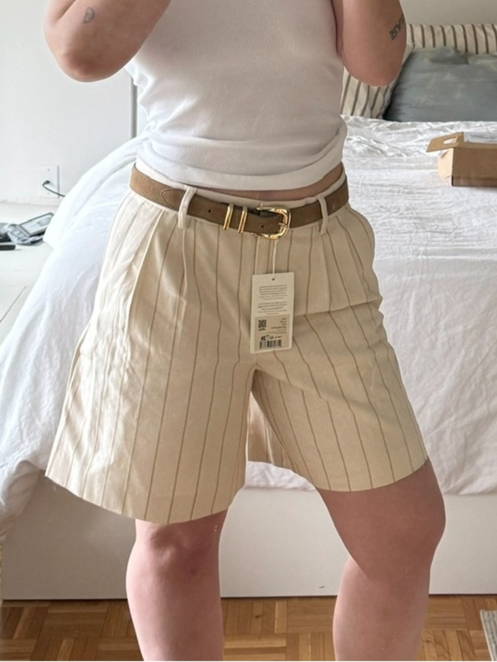 Sezane striped long shorts